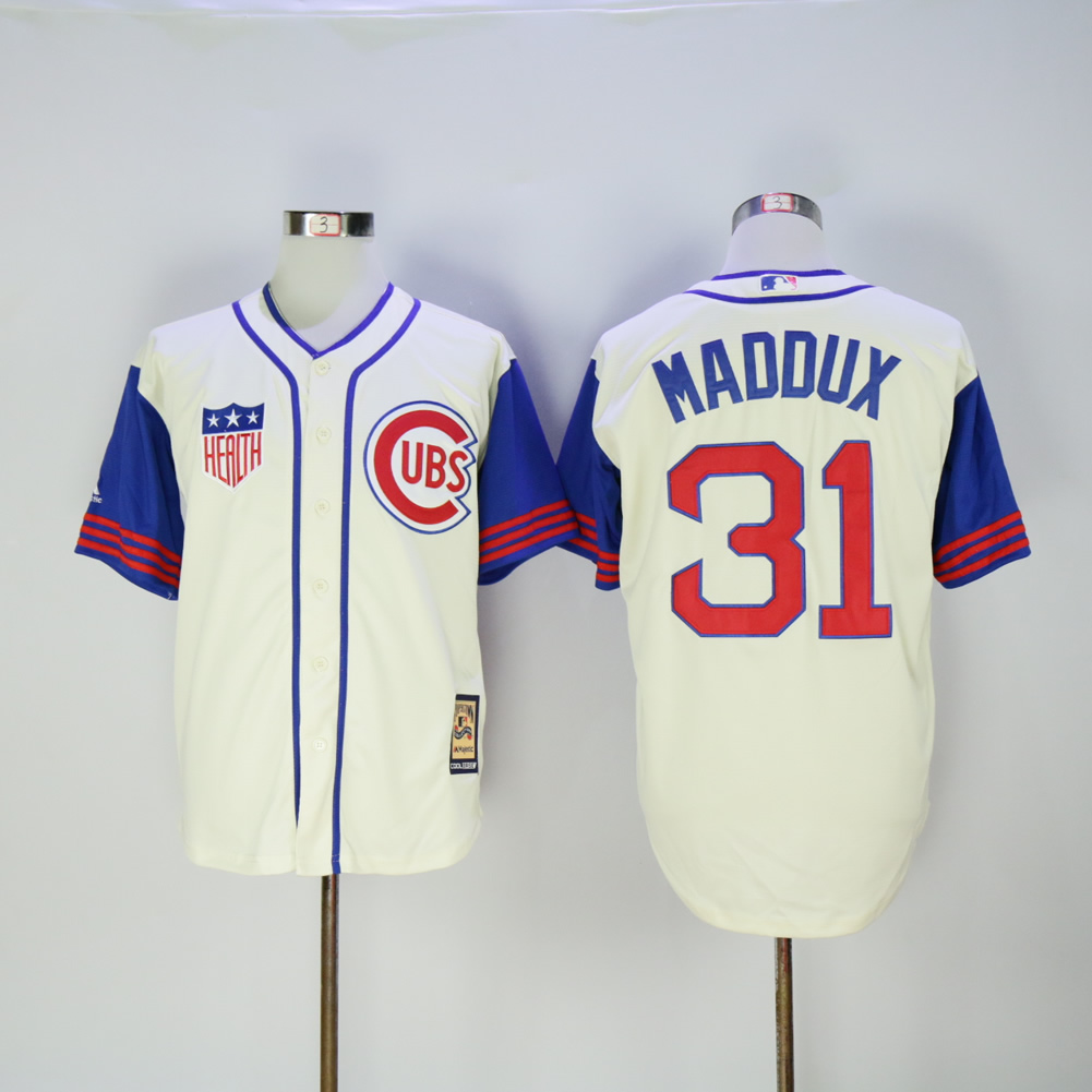 Men Chicago Cubs #31 Maddux Cream 1942 MLB Jerseys->chicago cubs->MLB Jersey
